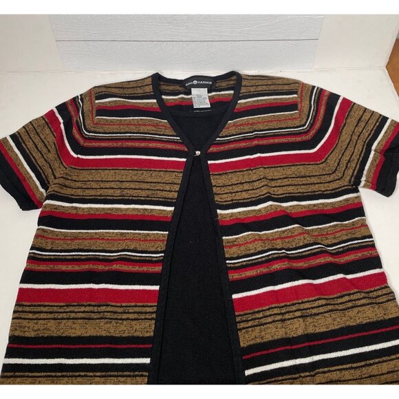 Sag Harbor Short Sleeve Sweater Twinset Shirt Striped Womens Large - Picture 2 of 7